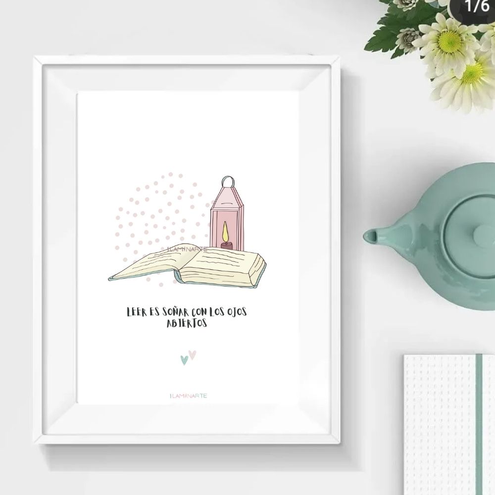 Lámina decorativa libro y vela