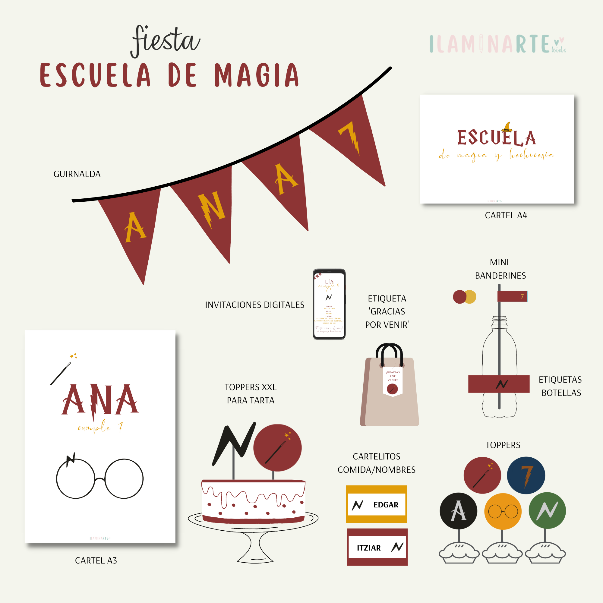 Papelería fiesta Escuela de Magia