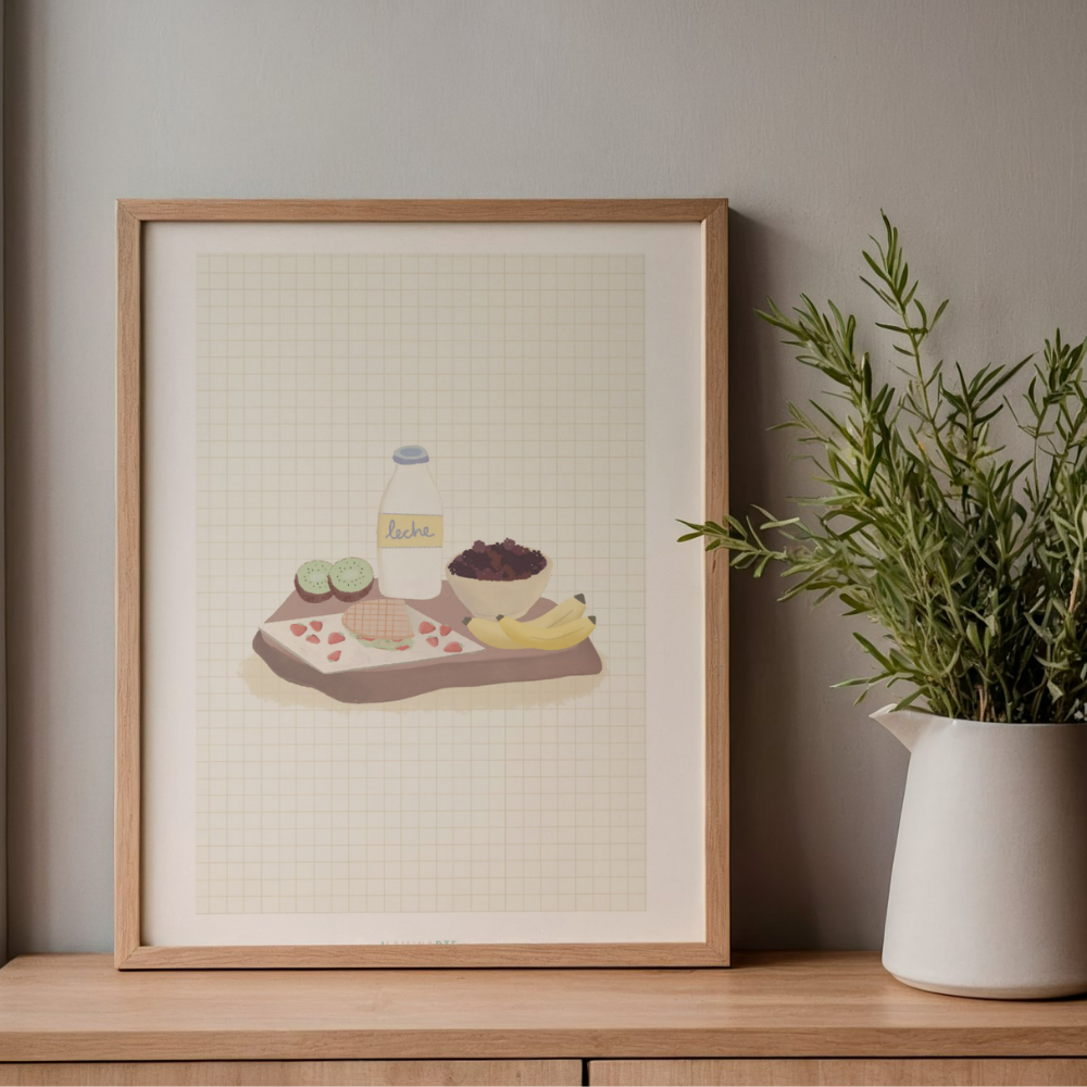 Lámina ilustrada - Desayuno en bandeja Lámina ilustrada - Desayuno en bandeja