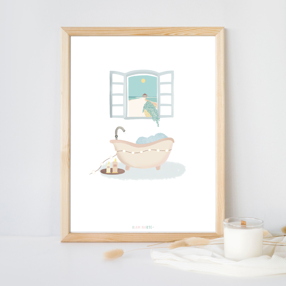 Lámina ilustrada - Baño con vistas al mar Lámina ilustrada - Baño con vistas al mar