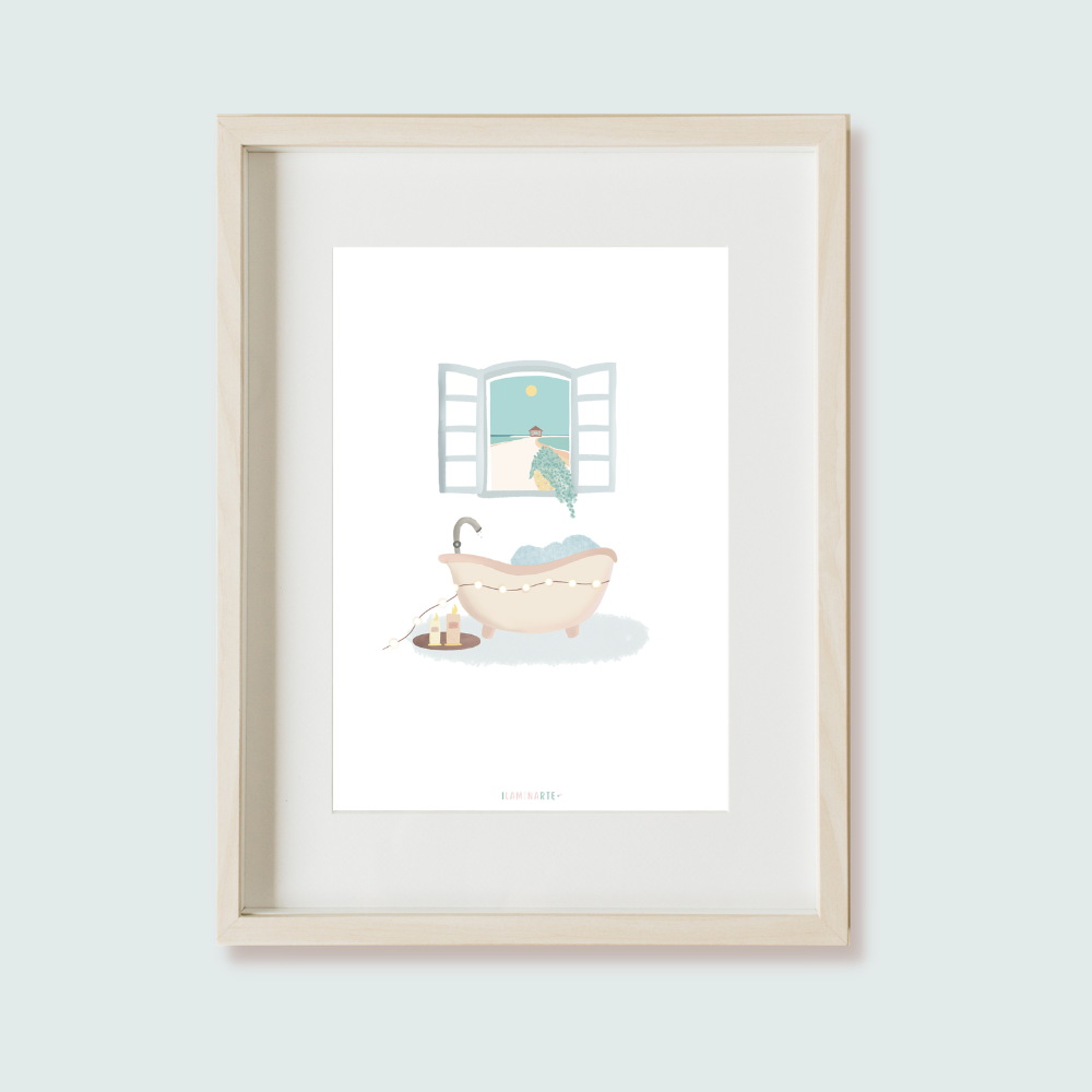 Lámina ilustrada - Baño con vistas al mar Lámina ilustrada - Baño con vistas al mar