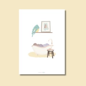 Lámina ilustrada - 'Baño de burbujas'
