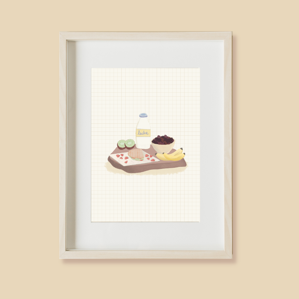 Lámina ilustrada - Desayuno en bandeja Lámina ilustrada - Desayuno en bandeja