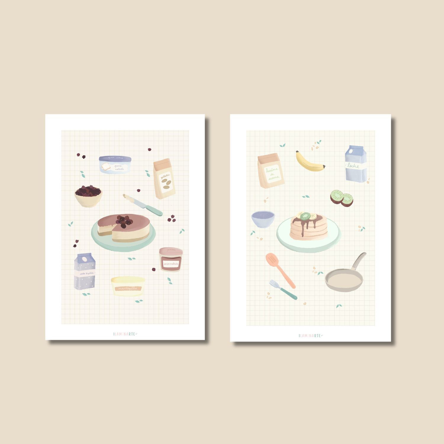 Pack de láminas ilustradas - Desayuno dulce